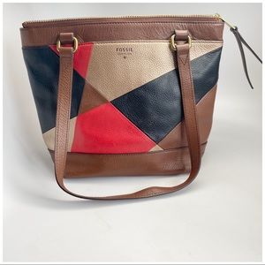 Fossil Patchwork Multi Leather Shopper Tote